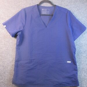 FIGS Technical‎ Collection Scrub Top Shirt Mens Large Blue V Neck Pockets